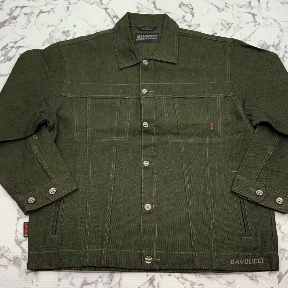 Men's Davoucci Green Casual Denim Jacket